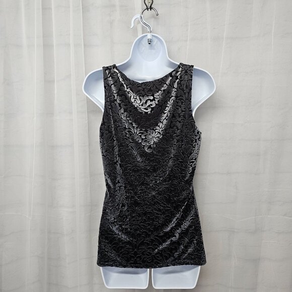 WHBM Floral Velour Tank Top Y2K Scoop Neck Goth Boho Fairy Coquette M - Picture 5 of 10